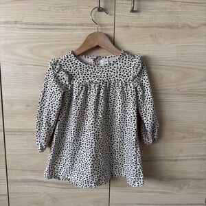 Charming Black and Cream Floral Kids Dress
